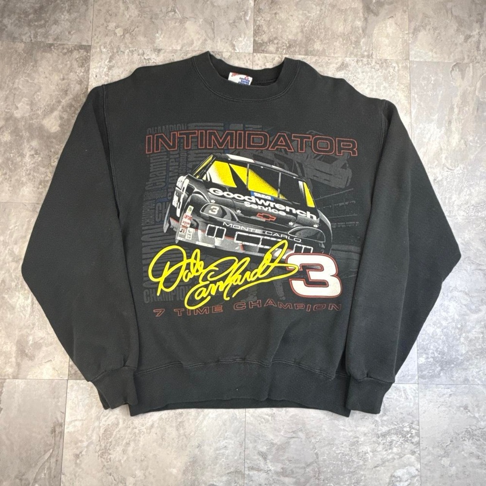 Vintage Dale Earnhardt Intimidator front and back graphic faded sweater size M